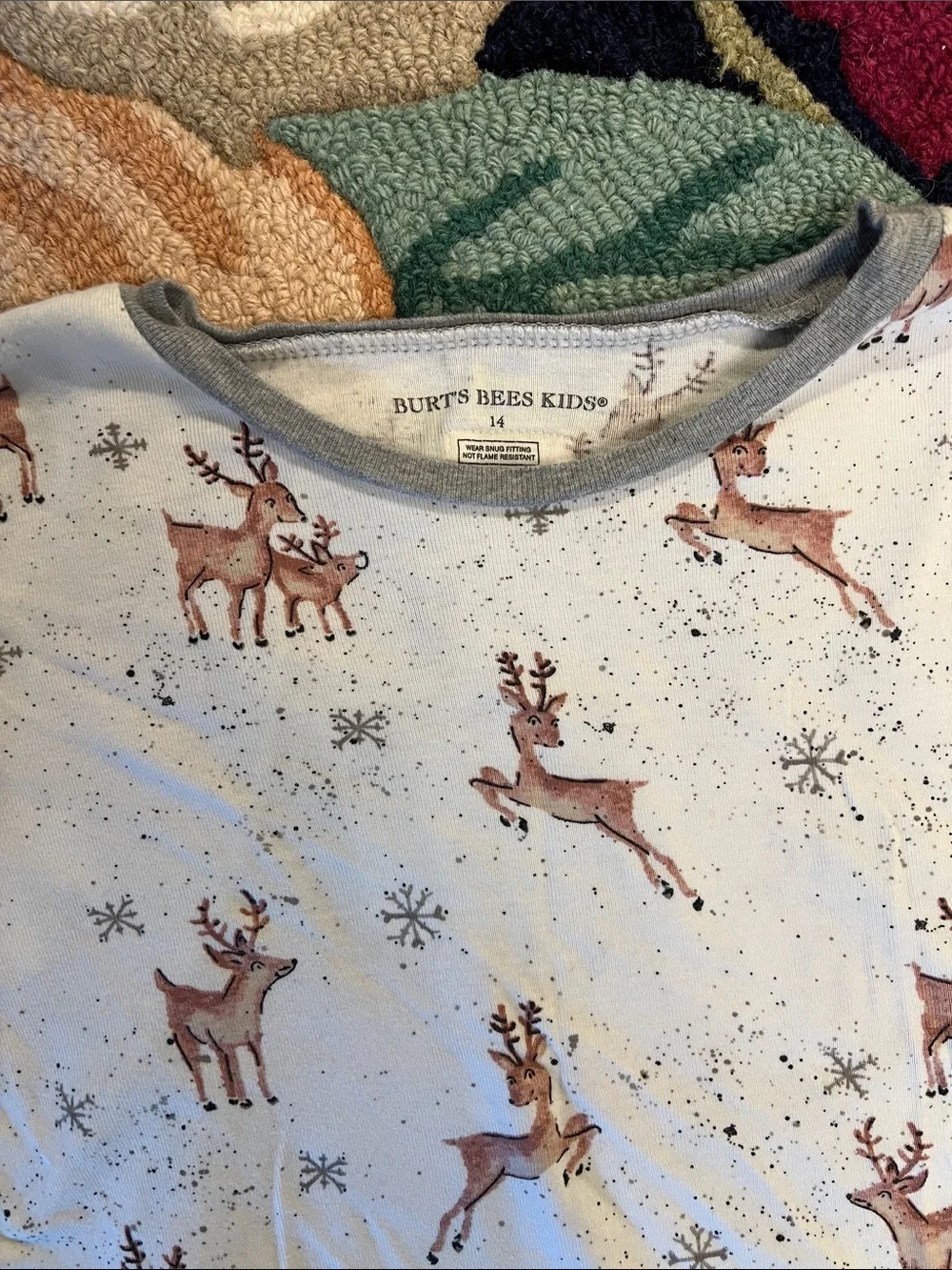 Burt's Bees Baby Cream Reindeer Long-Sleeve Pajama Set